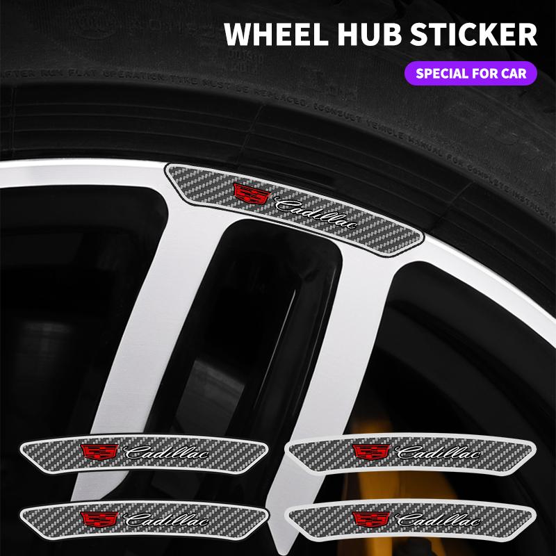4Pcs Carbon Fibre Emblem Wheels Rims Stickers Decal for Cadillac Escalade CTS DTS STS XTS ATS BLS SLS Deville CT5 CT6 XT5 XT6 AIS1