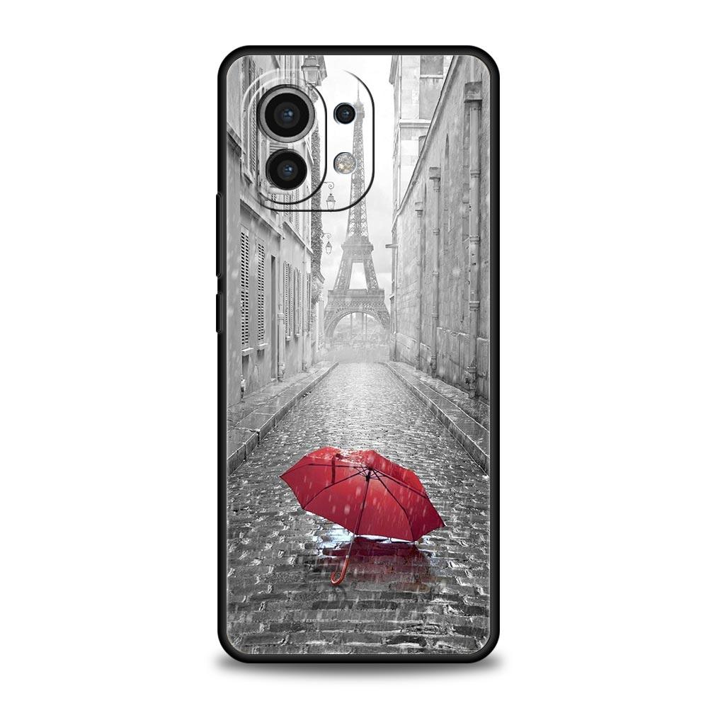 Phone Case For Xiaomi Mi 15 14 13 12 11 Lite 14T 13T 12T 11T Pro Poco X7 X6 X5 X3 Pro F6 F5 F4 Cover Red Umbrella Eiffel Tower