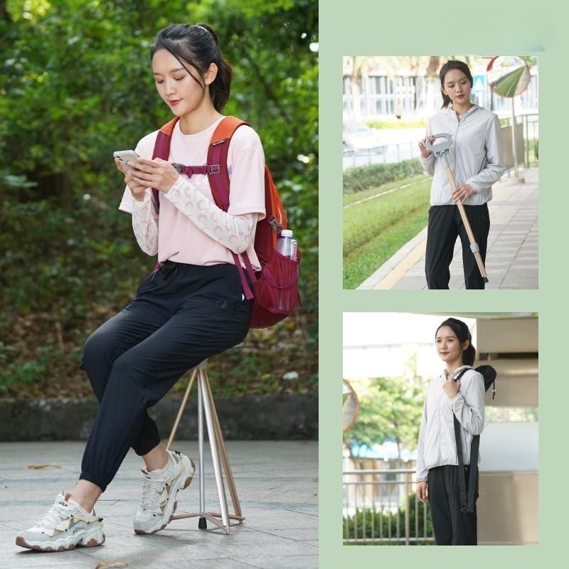 Crutch Chair Foldable Elderly Walking Stick Stool Portable Trekking Hiking Walking Stool Multifunctional Cane Stool