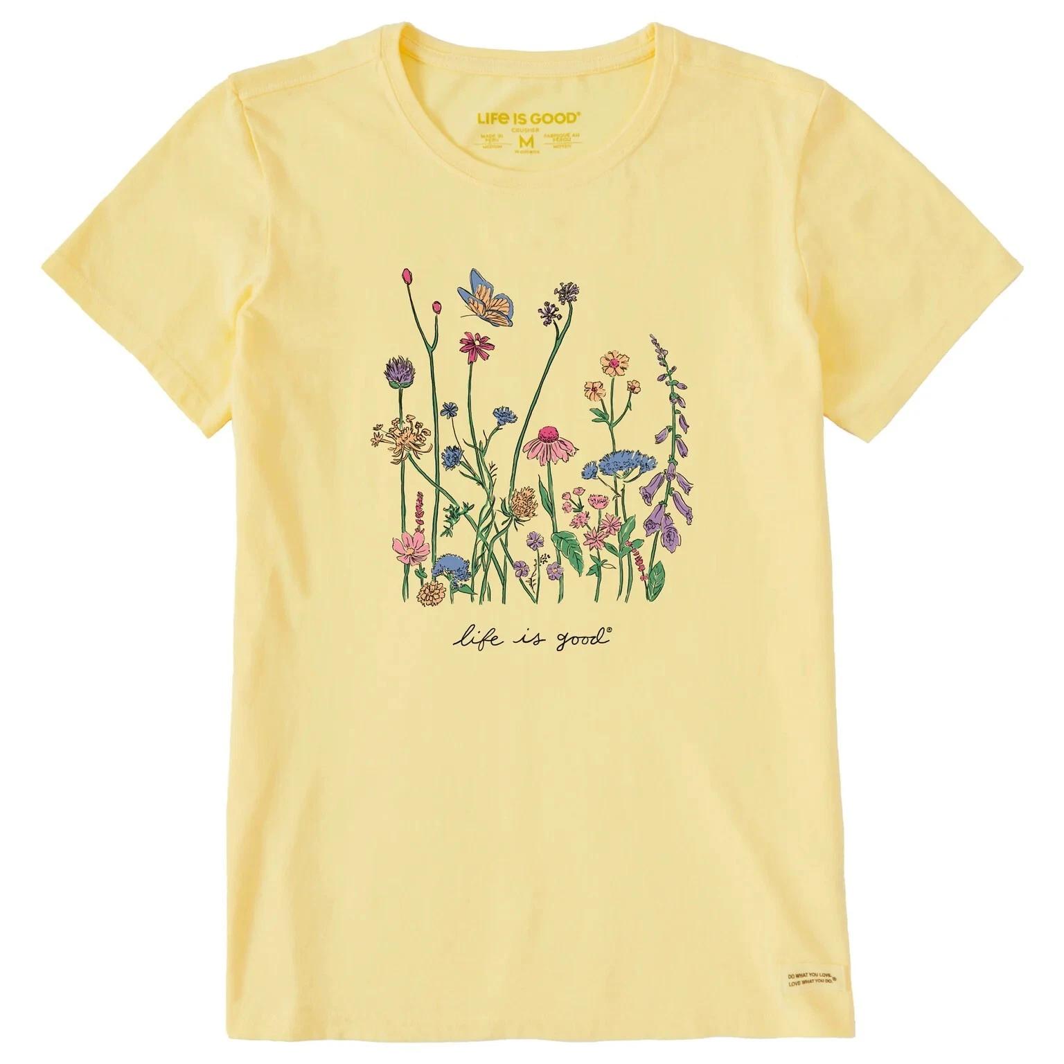 

Life is Good. Women s Realaxed Wildflowers Short Sleeve Crusher Tee Sandy Yellow M