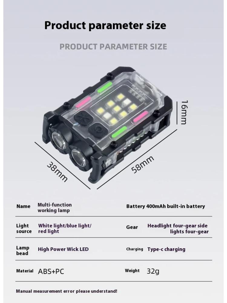 Protable Mini Keychain Flashlight Rechargeable Pocket Torch Light Outdoor EDC Mini Keychain Work Light with Cap Clip Tail Magnt