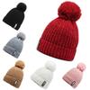Knitted Bobble Hat Ladies Kids Beanie Warm Winter Pom-Pom Woolly Matching Cap