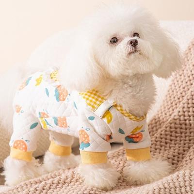 Dinosaur Printed Pet Jumpsuits Warm Cartoon Pullover Four Legged Dog Clothing Breathable Fruit Print Pet Belly Protector Clothes