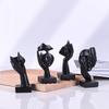 Black Abstract Thinker Figurine Set of 4, Home Art Face Small Statue for Accents Decor Women Bedroom Shelf Bookcase Room Desk, TV Stand, Coffee Table