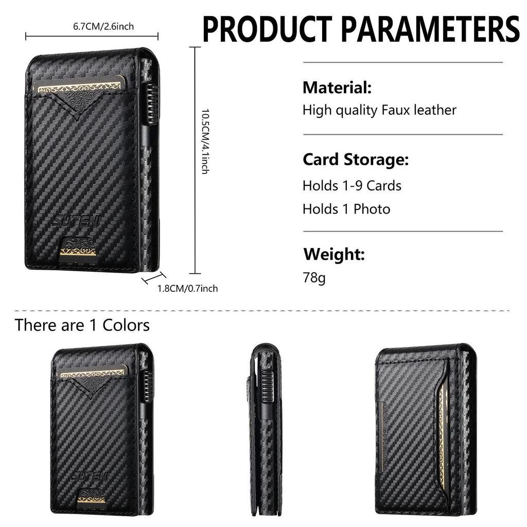 Men's High-Capacity Leather Card Holder with Automatic Pop-Up Mechanism