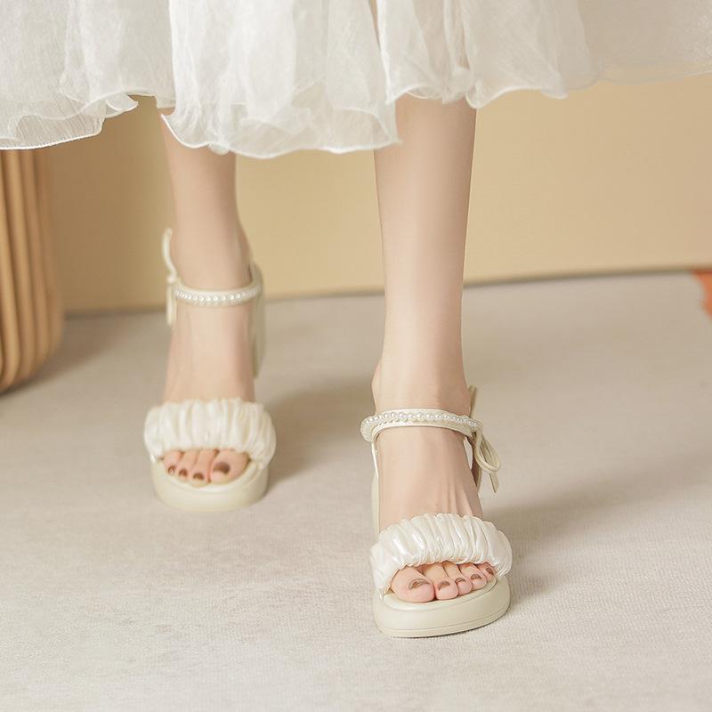 Sandals women's new summer French fashion word with fairy style sandals women's thick heels sandals high heels women