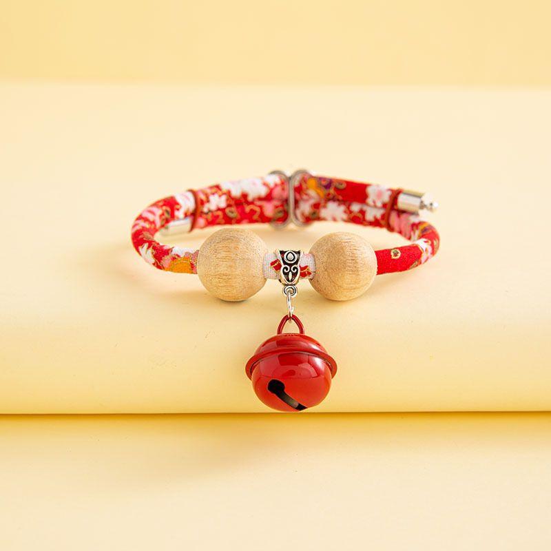 

Sandalwood Beads Pet Supplies Insect-Proof Dog Collar Fortune Cat Cat Collar Alloy Head Adjustable Bell S (suitable for 5.00 kg-9.00 kg XQ016 Red ordinary