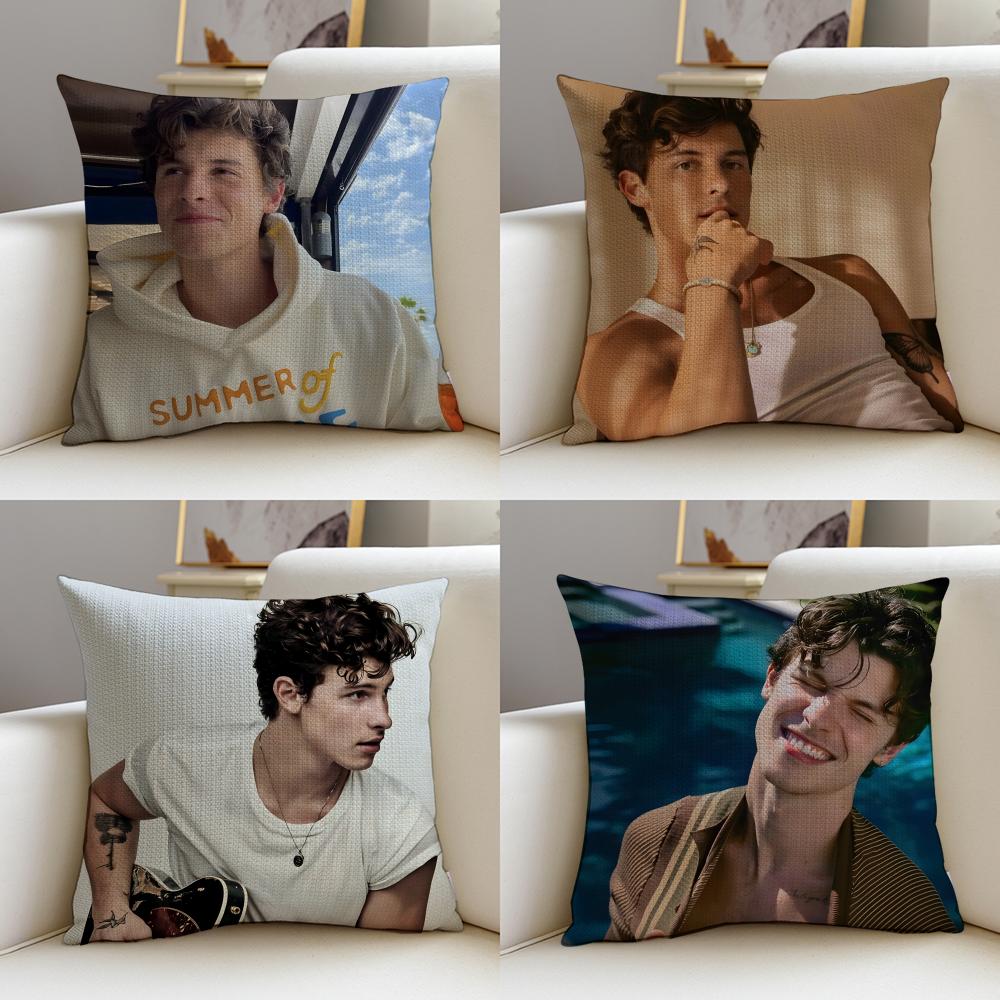 Charming SShawn MendesS Cushion Cover Breathable and skinfriendly linen pillowcase square removable and washable cushion
