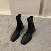Autumn Winter Design Heel Ankle Boot Fashion Square Toe Zipper Ladies Casual Chelsea Boots Shoes Soft Leather Short Boot