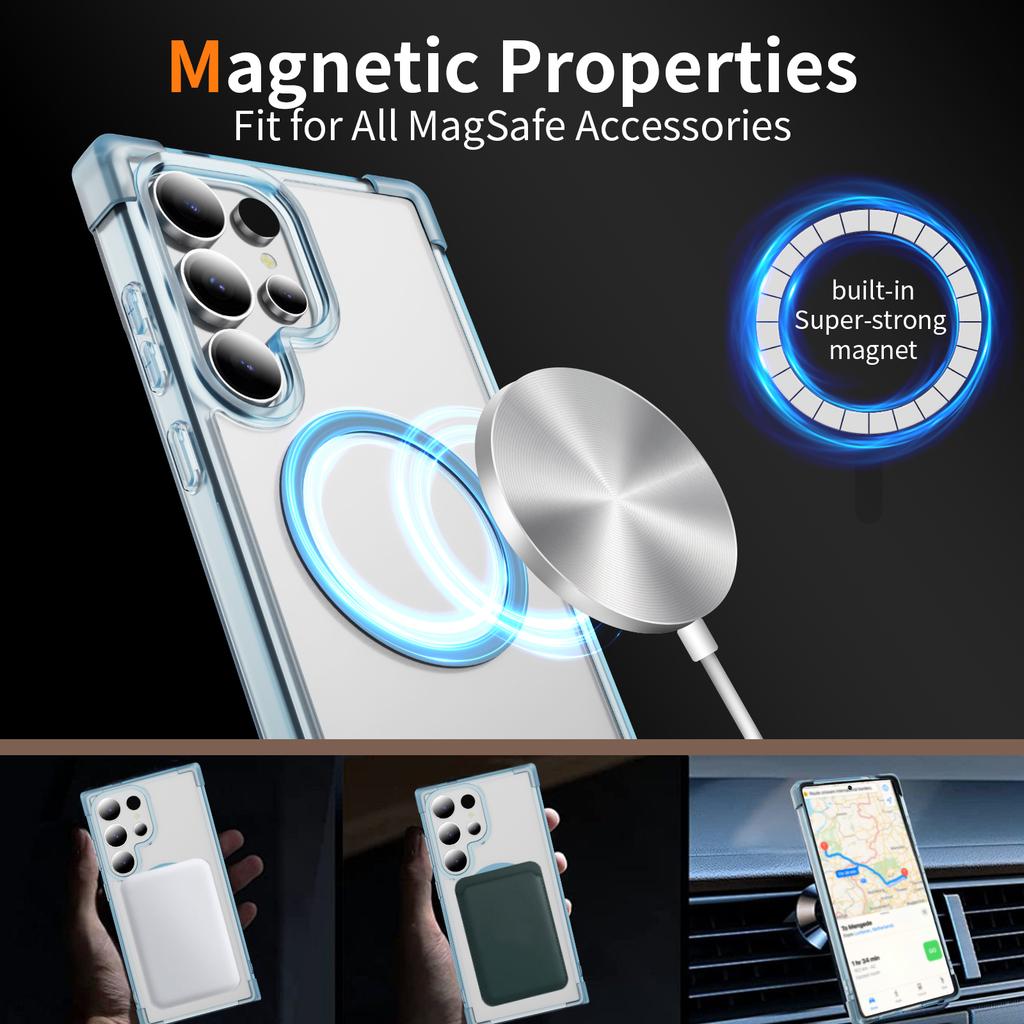 For Samsung Galaxy S25 Ultra Magnetic Case Reinforced Corners TPU + Acrylic Back Cover
