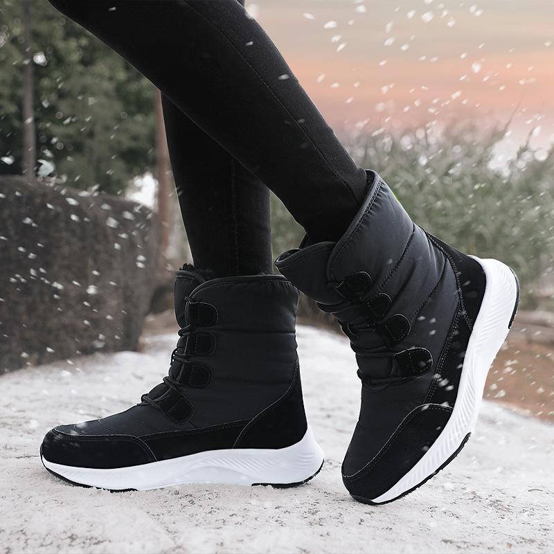 High-top cotton shoes women's velvet and cotton warm outdoor women's boots comfortable and lightweight non-slip medium tube snow boots