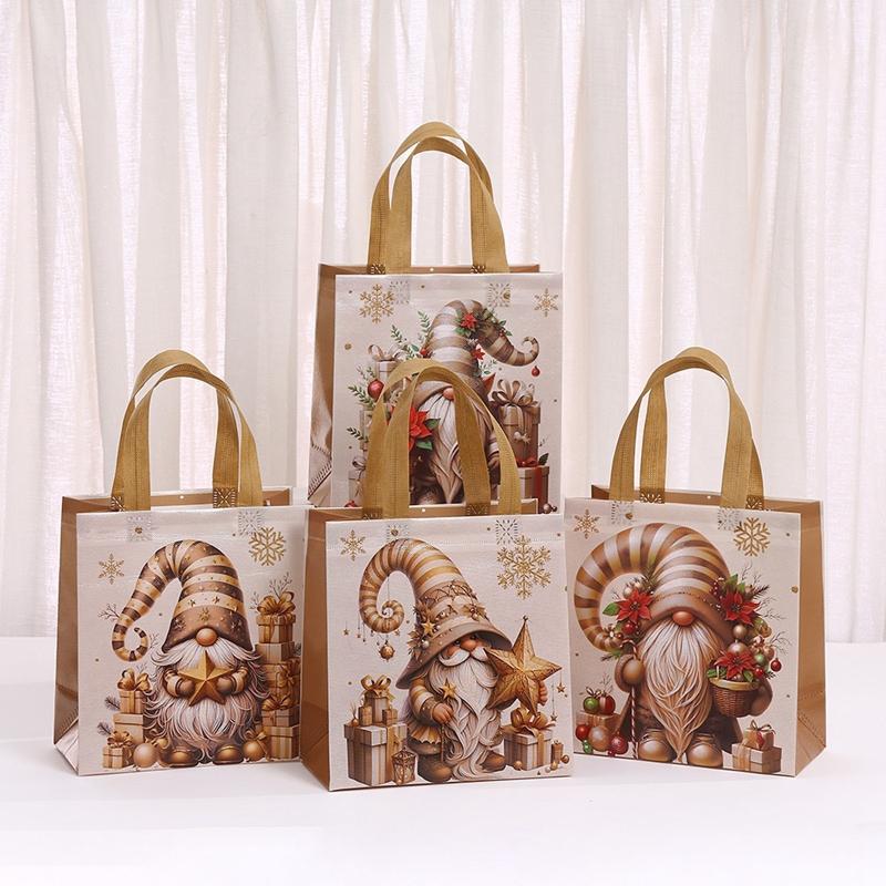 4-12pcs Christmas Gift Bag Santa Claus Non-Woven Tote Bag with Handle 2025 Christmas Decoration For Home New Year Kids Gift Wrap