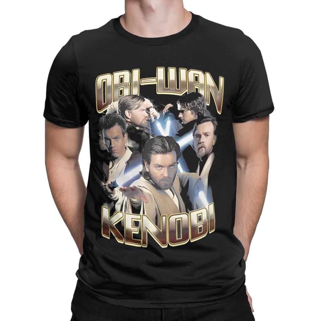 Obi-Wan Kenobi Space T Shirt Men's 100% Cotton Creative T-Shirts Crewneck Jesus Retro Collage Tees Short Sleeve Clothing Printed