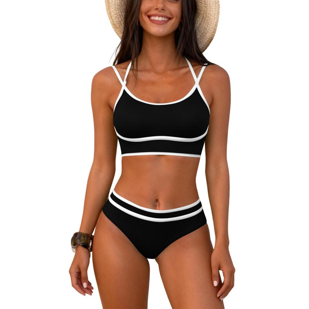 Bikini Split pentru Femei Două Piese Talie Înaltă Costume de Baie Sportive