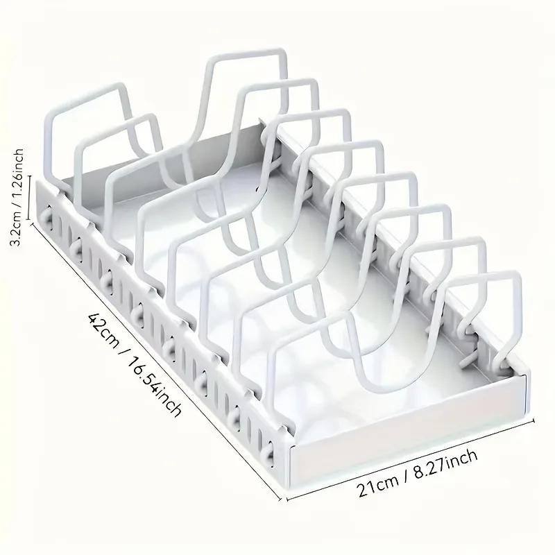 Genialer Ausziehbarer Schrankorganizer! 8 Verstellbare Trennwände für Deckel, Tabletts & Utensilien - Maximieren Sie den Schiebeschrankplatz.