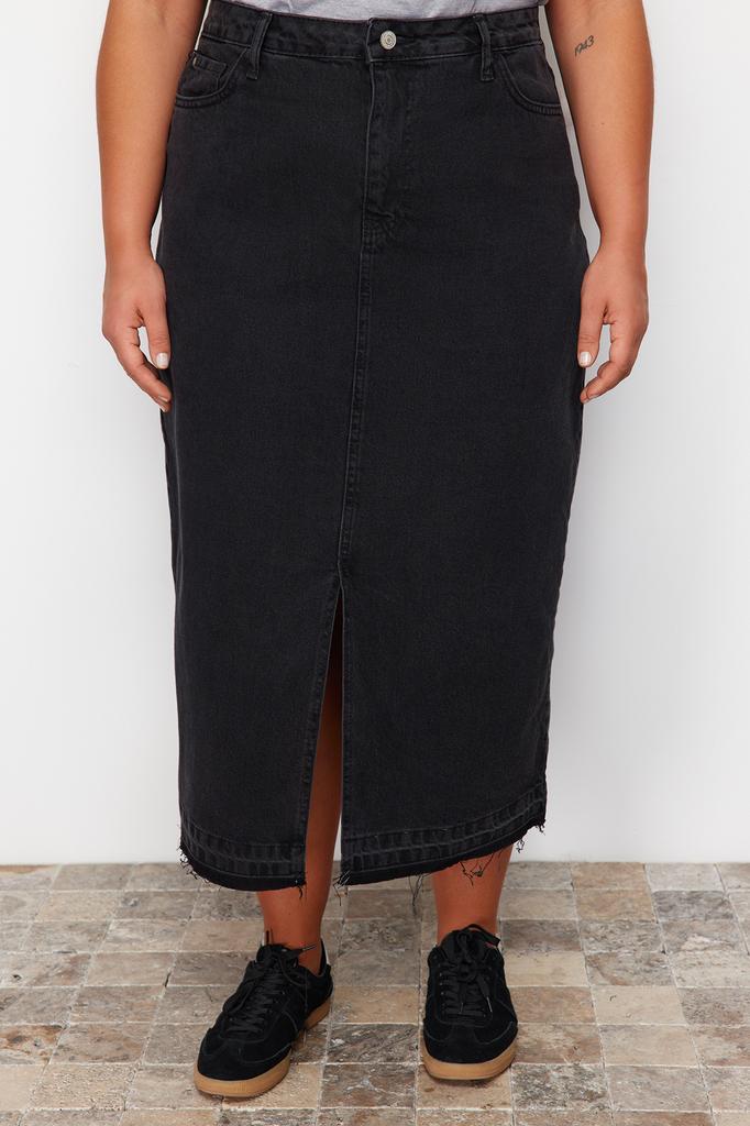 Women's Style Plus Size Skirt Black Denim Plus Size Skirt