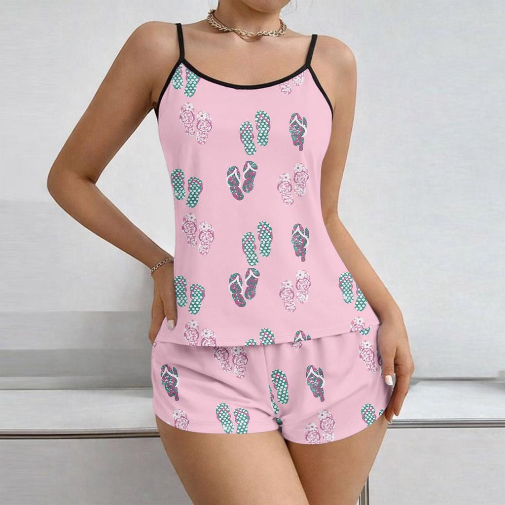Women Soft 2 Piece Pajamas Set Sleeveless Shorts Set Loungewear Sets Pyjamas Nightwear