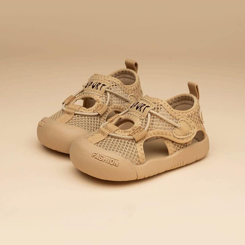 Unisex Baby Breathable Mesh Sandals: Closed Toe, Soft Sole for Boys & Girls 12.5cm Inner Length (Size 17) абрикосовый