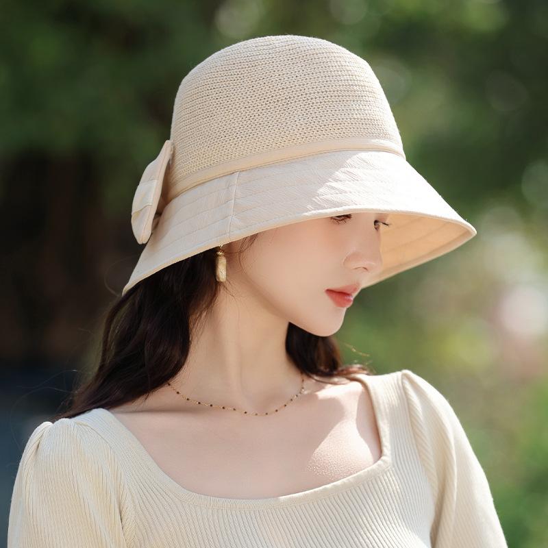 Sun Hat Children Fashion Four-Leaf Clover Sunscreen Bucket Hat Outdoor Breathable Bow Holiday Beach Hat