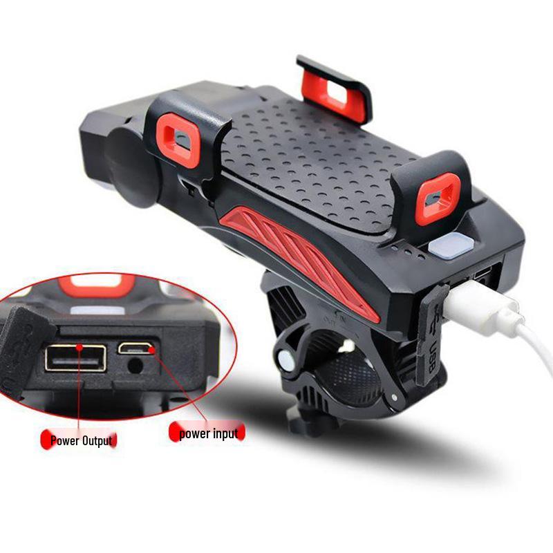 4-in-1 Bicycle Light: Headlight, Phone Holder, Horn & Power Bank for Night Riding