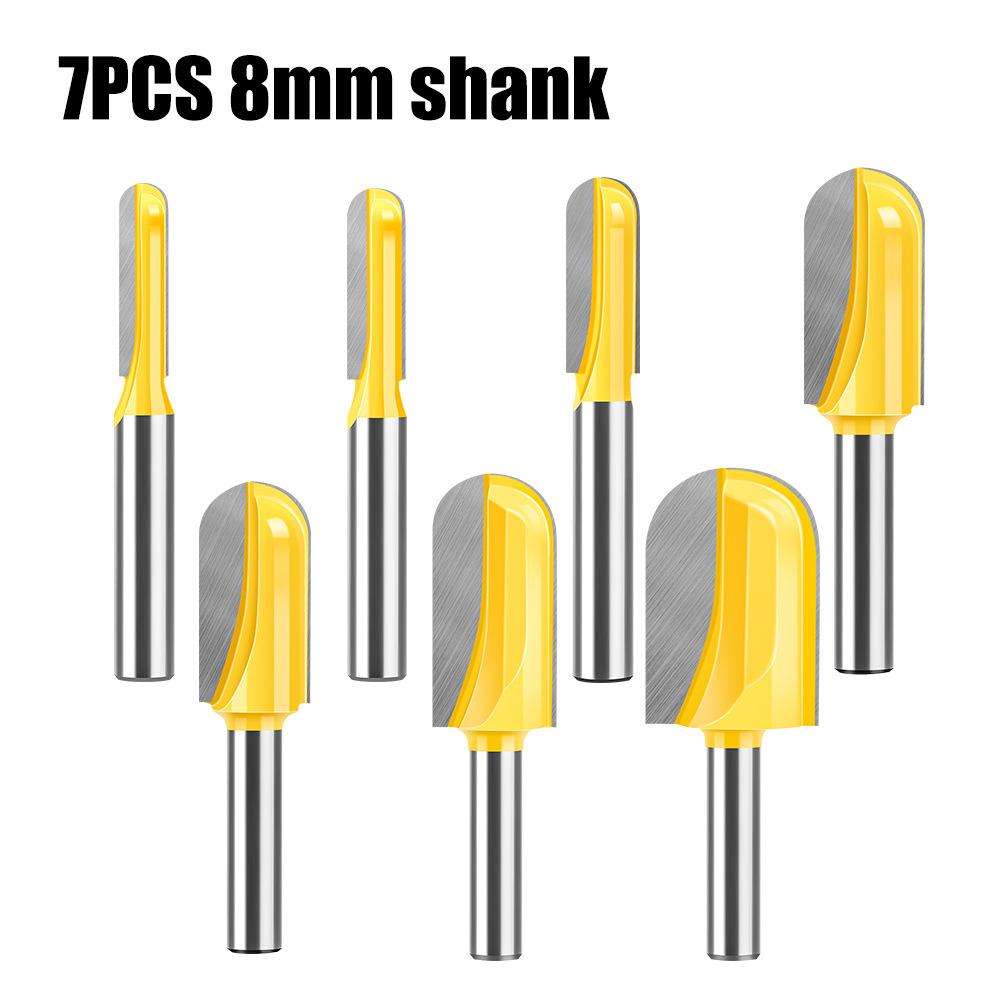 8 Handle Lengthened Deep Round Bottom Cutter Woodworking Milling Cutter Slotting Cutter Trimming Machine Cutter Head Engraving Machine Bakelite