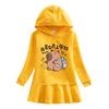 Girls' Ruffle Rainbow Hoodie Dress - Long Sleeve, Pleated, Princess Style