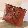 Simple Leather Women's Bag, European and American Retro Tote Bag, Leather Hand Bag, Shoulder Crossbody Bag, Large Capacity