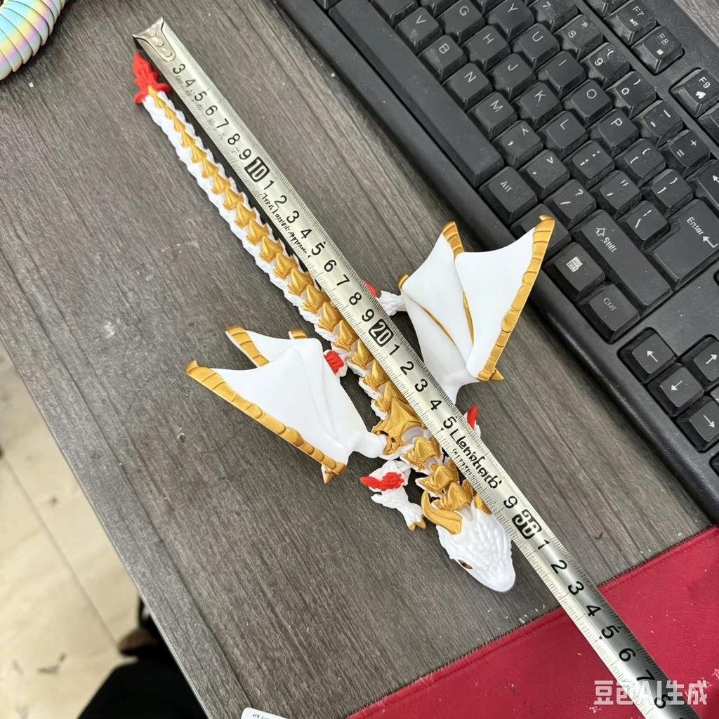 32cm 3D Printed Articulated Double‑Horned Dragon With Wings Fidget Model