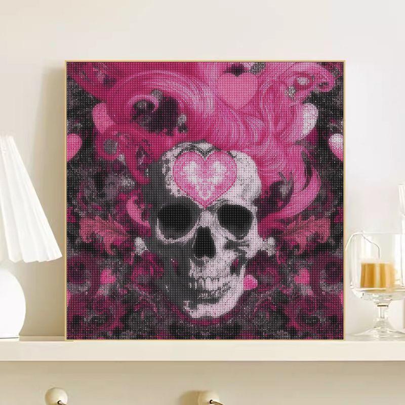 Full Drill Square Diamond Painting Pink skull 5D DIY Diamond Art Mosaic Cross Stitch Halloween Handicraft H