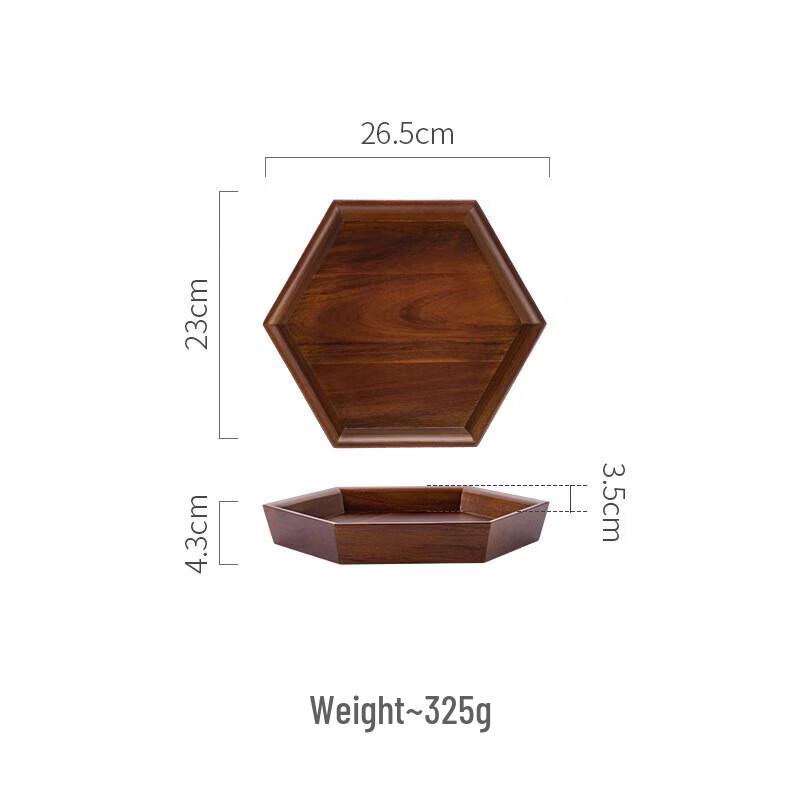 Japanese Style Wooden Hexagonal Serving Tray