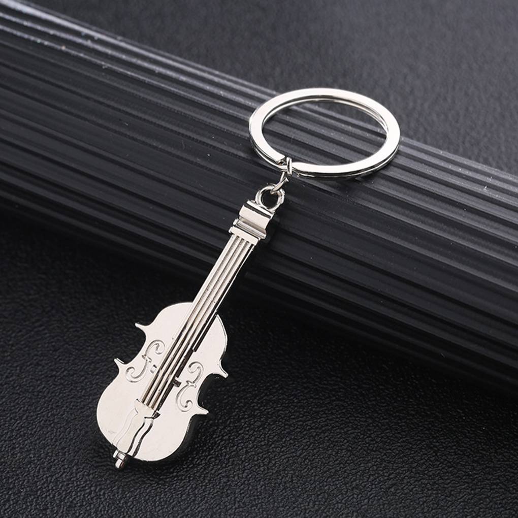 Violin Shaped Musical Instrument Car Keyrings Key Holder Handbag Decor Accessory