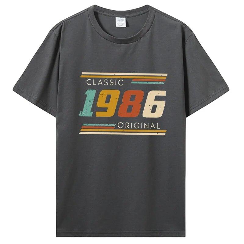 Lustiges Vintage 1986 T-Shirt Sommerstil Grafik Baumwolle T-Shirt Streetwear Geburtstagsgeschenke T-Shirt Unisex Kleidung Übergroß