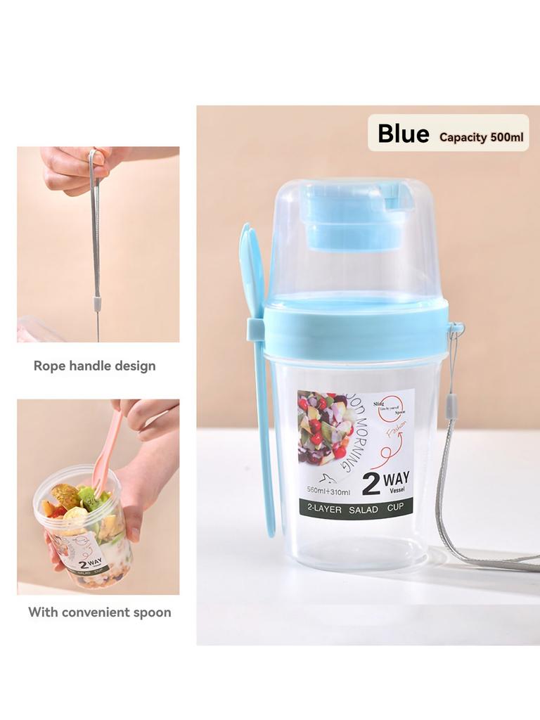 Bærbar salatkopp dobbel havregrynskopp yoghurt nøtter fettredusert grønnsaksfruktboks kopp med lokk skje frokostkopp matboks