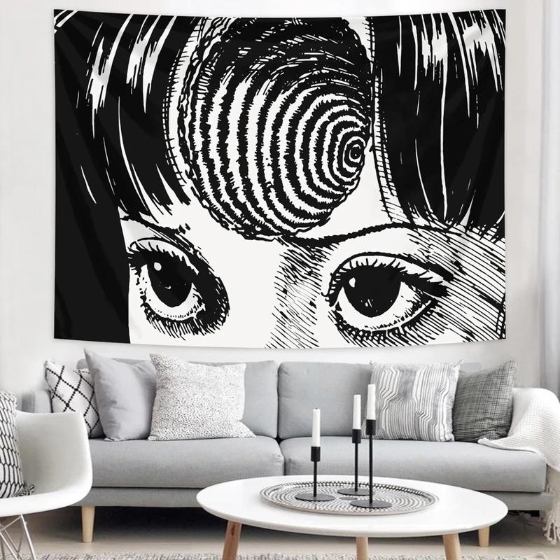 Uzumaki by Junji Ito Tapestry Horror Manga Design Perfect for Edgy Decor Bedroom Wall Styling and Photo Backdrops