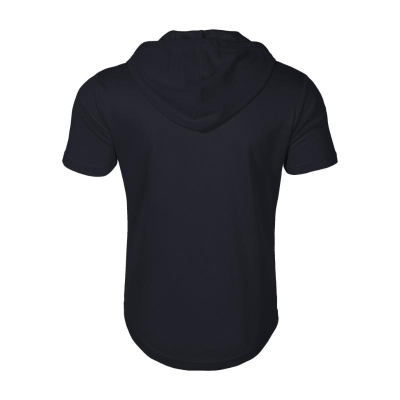 Summer New Men's Hooded Sports Fitness Versatile Casual Short Sleeved T Shirt
