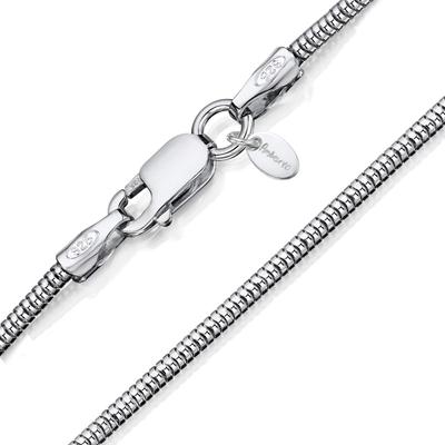 [Amberta] Women's 925 Sterling Silver 1.4mm Snake Chain Necklace, Size: 55cm