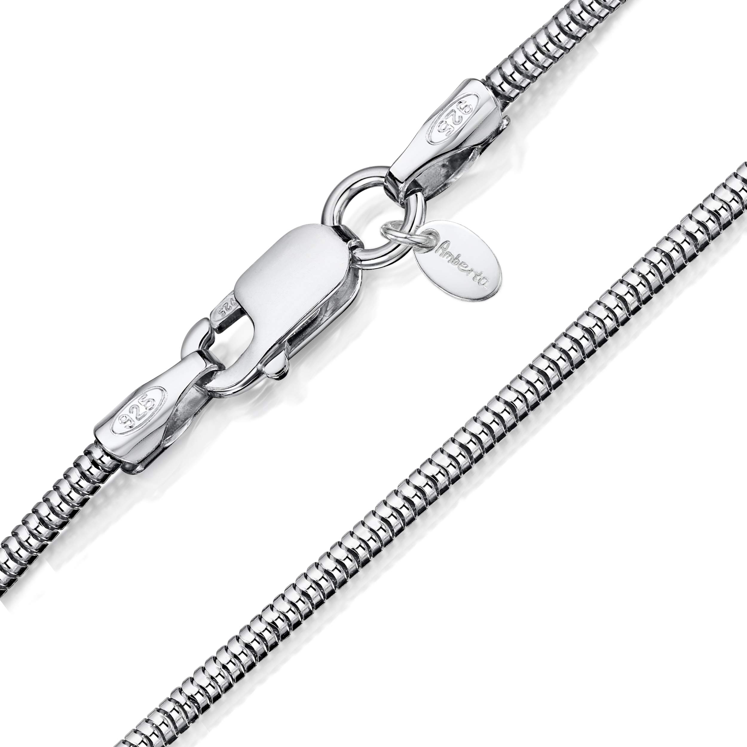 [Amberta] Women s 925 Sterling Silver 1.4mm Snake Chain Necklace, Size: 55cm