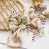 Vintage Print Ribbon Scrunchies Long Tail Hair Tie Elegant Hair Accessory for Women Vacation Style
