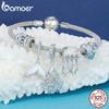 BAMOER 925 Sterling Silber Regenbogen Quallen Charme Meerjungfrau Schwanz Anhänger Traum Ozean Perlen Fit DIY Armband Halskette Schmuck Machen