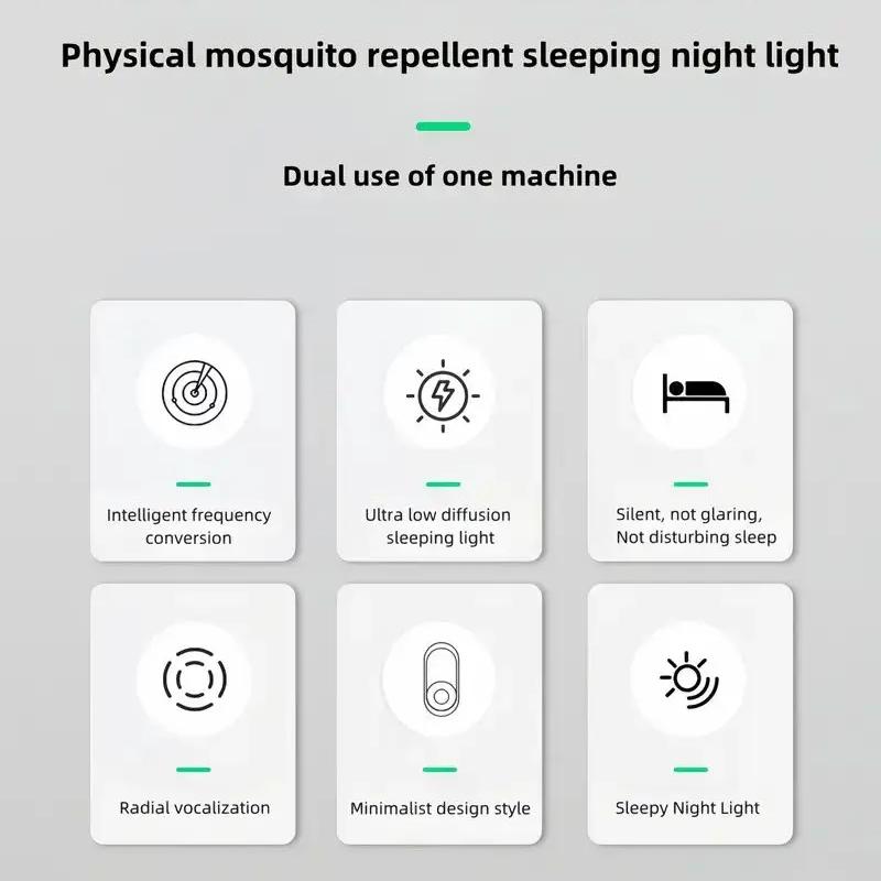 LED Night Lights USB Ultrasonic Mosquito Repellent Portable For Hotel Kitchen Office Intelligent Variable Frequency Mite Removal