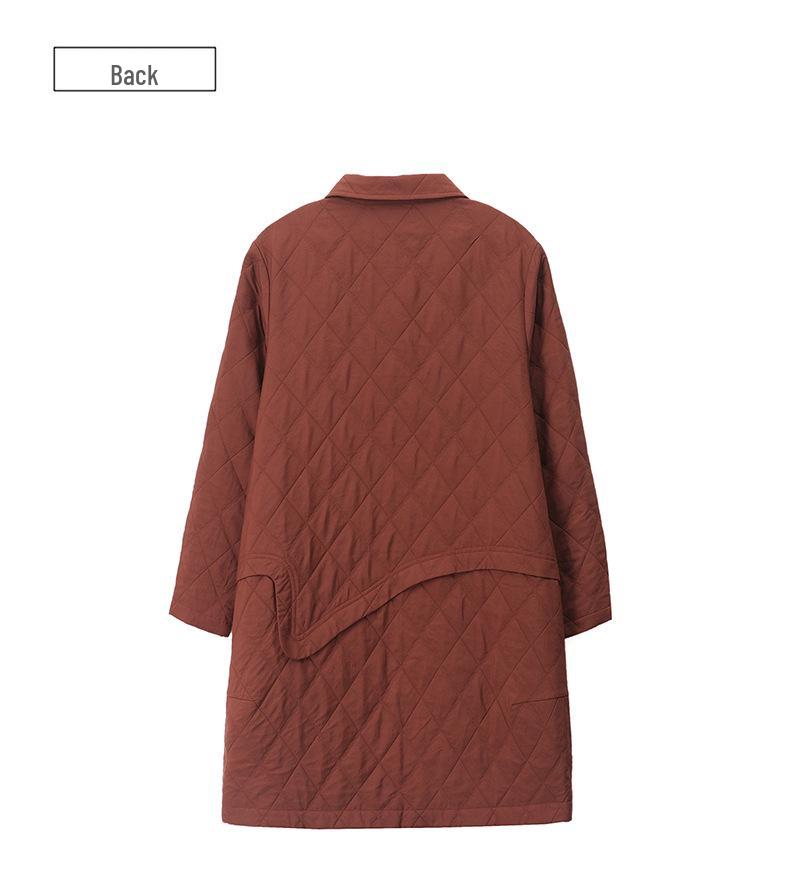 Women's Mid-Length Argyle Patchwork Trench Coat - 2024 New Autumn Casual Style