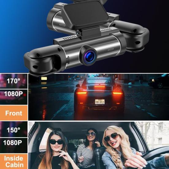1080P Dash Cam Driving Recorder with Night Vision Loop Recording Wide-Angle Universal Easy To Install Dual Camera Dash Cam