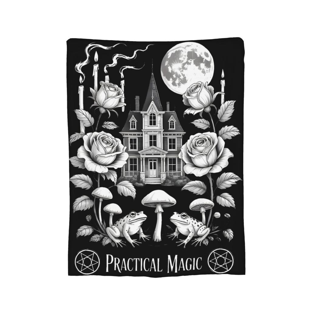 Practical Magic Witchy Halloween Love Vintage Witch Magic Blankets Flannel Warm Throw Blankets for Bedding Lounge Textile Decor