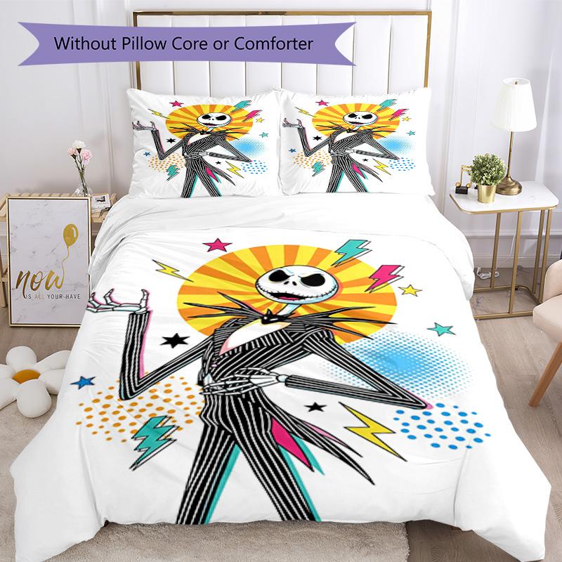 Christmas Nightmare Bedding Set Breathable Duvet Cover with Pillowcases Decorative Bed Linen for Bedroom Home Decoration Birthday Gift