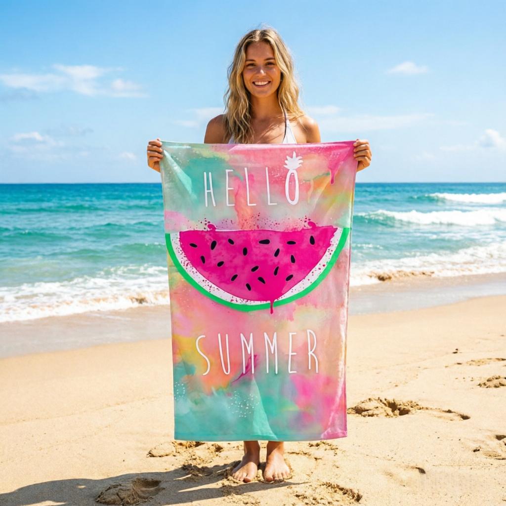 Watercolor Watermelon Beach Towel Unisex Lightweight Durable for Swimming Pool Camping Yoga Summer Essential Gift
