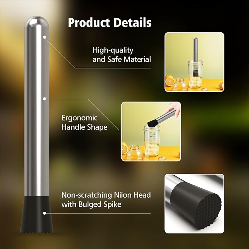 3PC Stainless Steel Crushed Ice Hammer Multifunctional Popsicle Sticks Cocktail Swizzle Stick Fruit Lemon Muddle Pestle Bar Tool