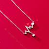 Sterling Silver Heartbeat Diamond Necklace - Japanese Korean Style, Versatile Light Luxury Electrocardiogram Heart Clavicle Chain for Women