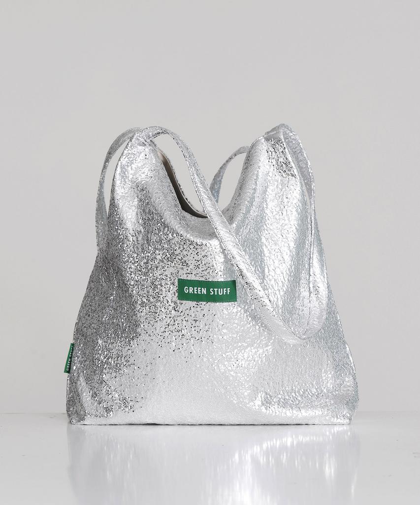 Green Stuff Effortlessly Boxy Shopper Bag 53 Sunlight Texture - Silver