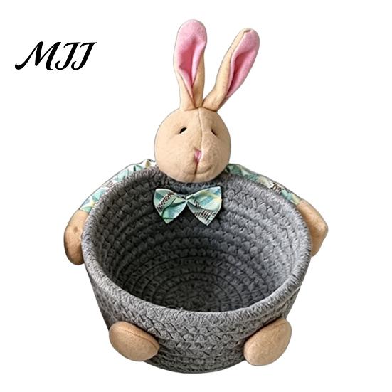 Weicher Stoff-Aufbewahrungsbehälter Schreibtischkorb, Cartoon Plüschbär und Kaninchen Seil Mini für Lippenstiftform, Gewebter Organizer Kleinteile Schmuck