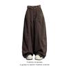 Jeans Wide-Leg Retro de Cintura Alta Cor Café Escuro Melanóide Feminino para Outono 2025